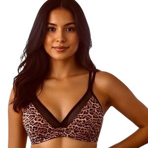 Steve Madden leopard print bra black mesh large NWT